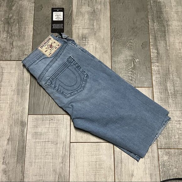 True Religion Riley Cut Off Bermuda Denim Long Jean Shorts Jort 27 4 - Picture 5 of 8